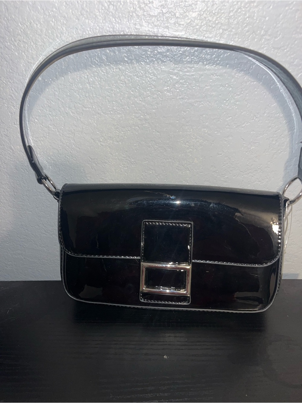 Classic Black Patent Shoulder Bag